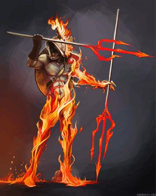 Burning Gladiator Painting By Numberss.png
