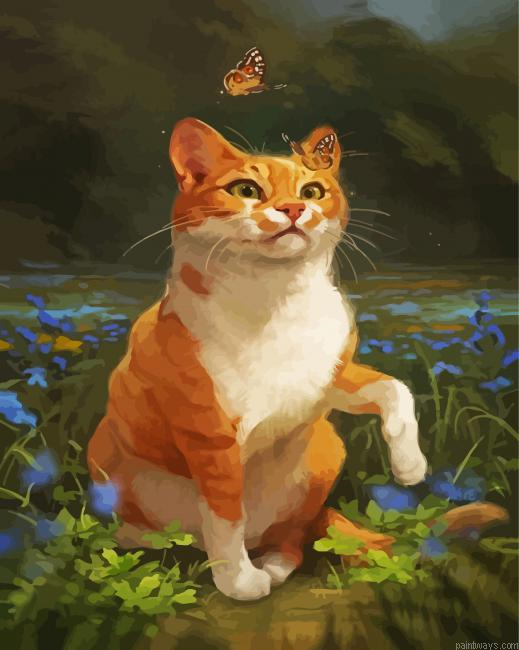 Butterflies With Cat Painting By Numberss.png