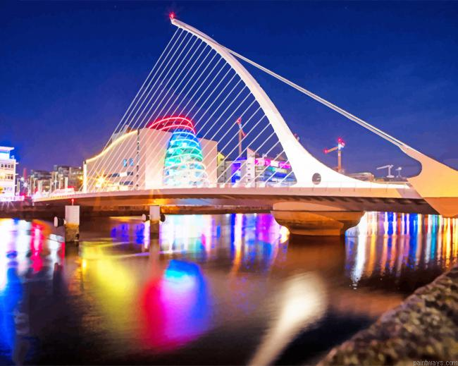 Cable Stayed Bridge Dublin At Night Painting By Numbers.png