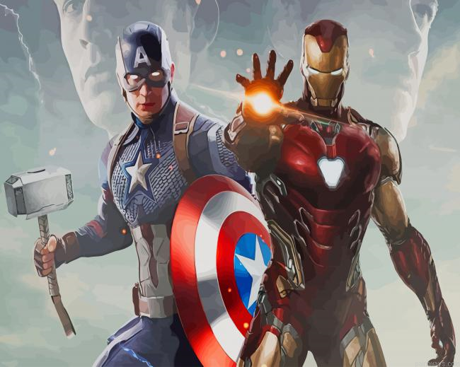 Captain America And Iron Man New Painting By Numberss.png