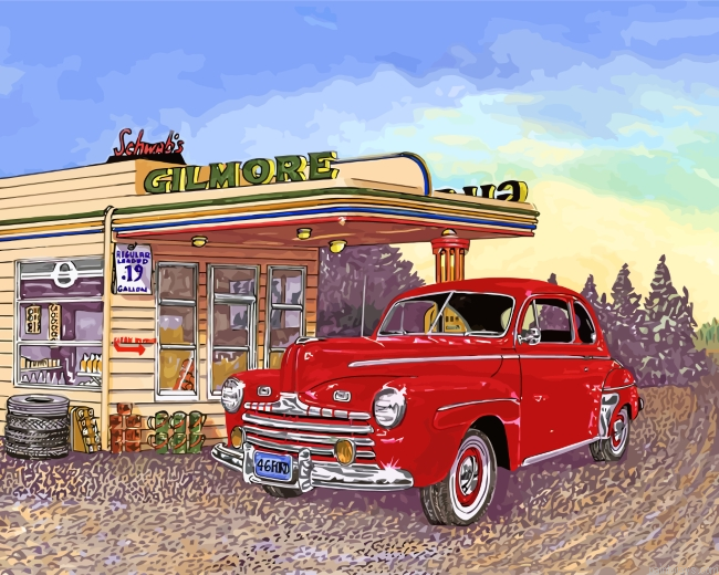 Car In Gas Station Painting By Numbers.png