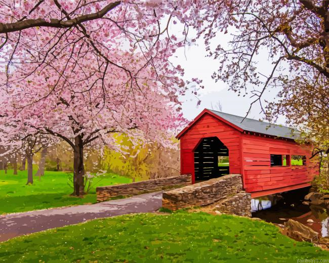 Carroll Creek Covered Bridge Painting By Numberss.png