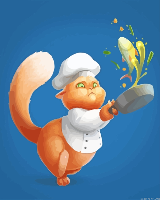 Cartoon Chef Cat Painting By Numbers.png