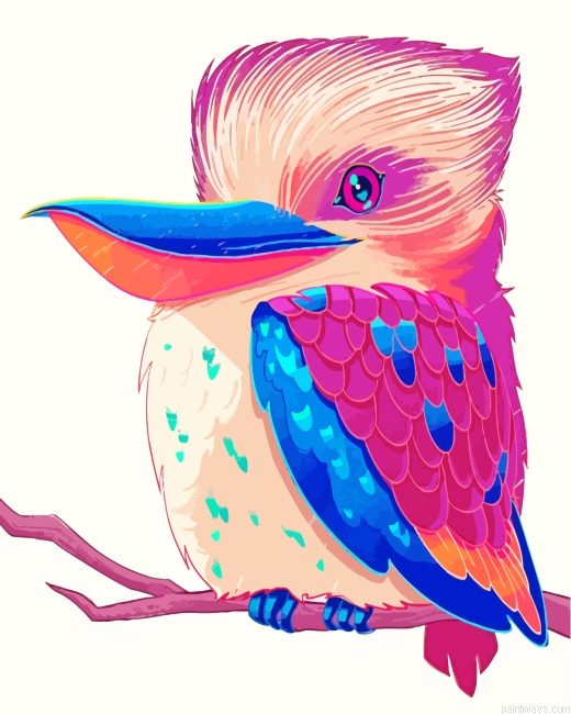 Cartoon Kookaburra Bird Painting By Numberss.png
