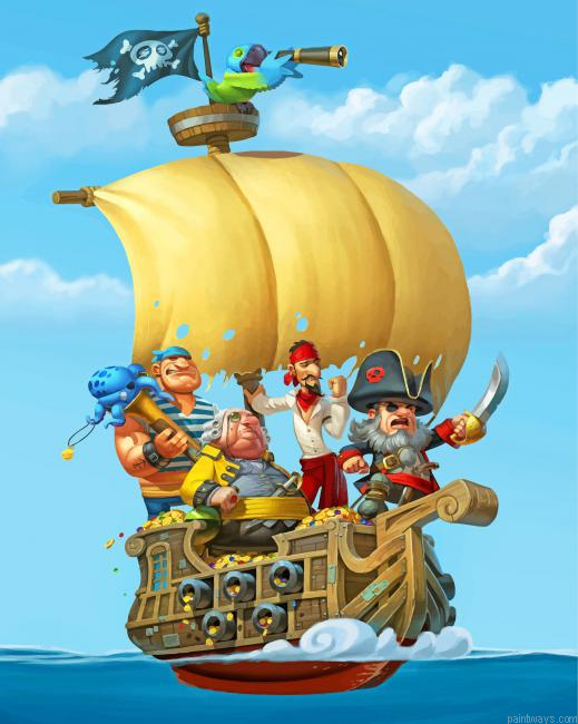 Cartoon Pirate Ship Painting By Numbers.png
