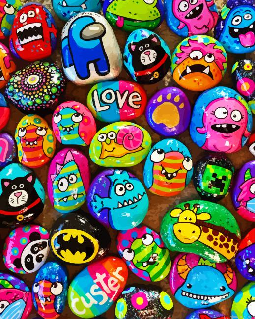 Cartoons Painted Rocks Painting By Numberss.png