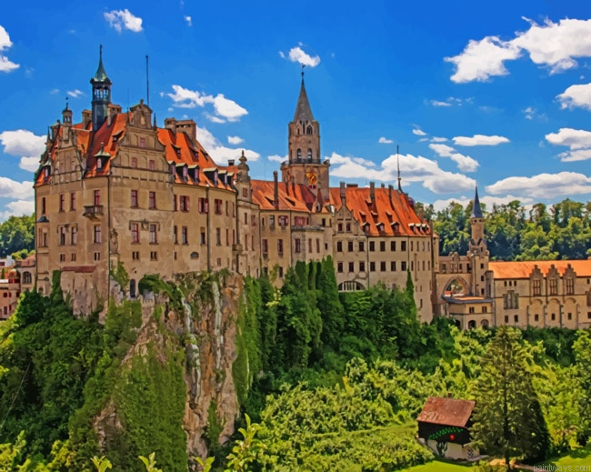 Castle In Crag Germany Buildings Painting By Numberss.png