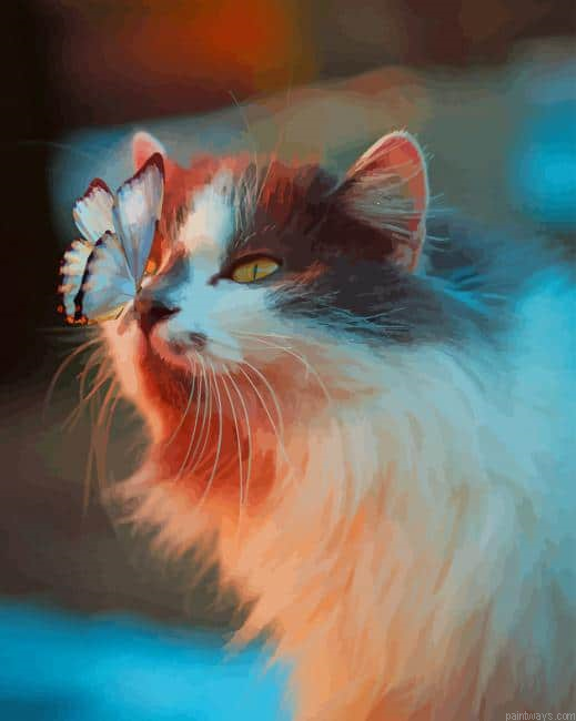 Cat And Butterfly New Painting By Numberss.png