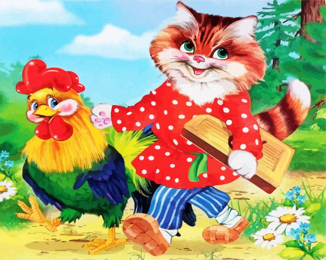 Cat And Chicken Painting By Numberss.png