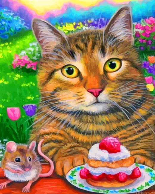 Cat Eating Cake Painting By Numbers.png