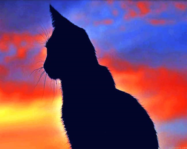 Cat Silhouette Animals Painting By Numberss.png