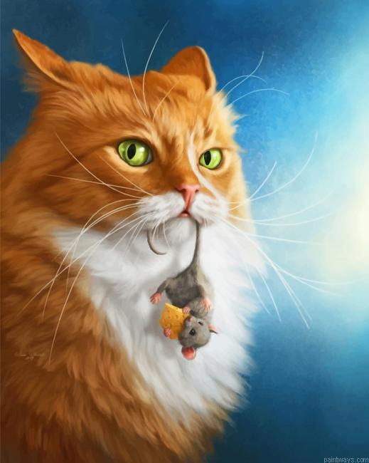 Cat With Mouse New Painting By Numberss.png