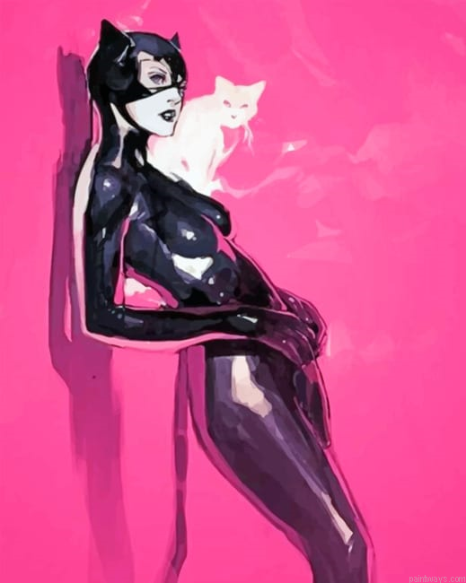 Cat Woman Cartoons Painting By Numberss.png