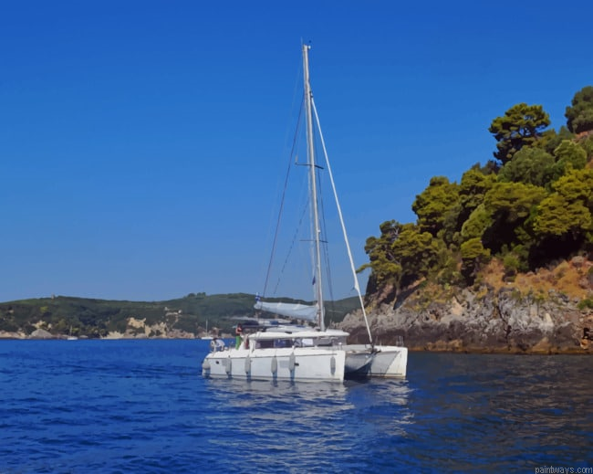 Catamaran In Lake Painting By Numberss.png