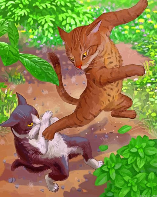 Cats Fighting Painting By Numbers.png
