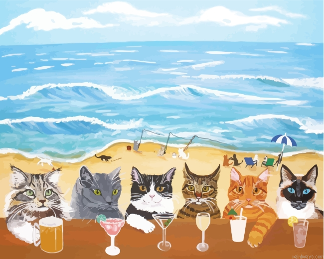 Cats In Beach Painting By Numbers.png