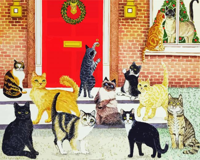 Cats In Doorstep Painting By Numberss.png