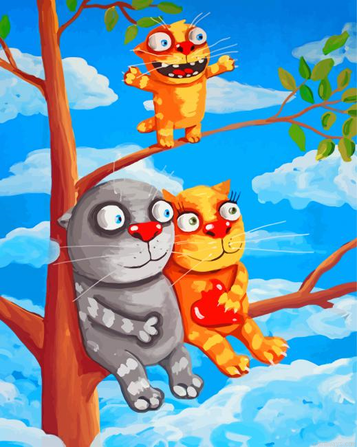 Cats On Tree Painting By Numbers.png