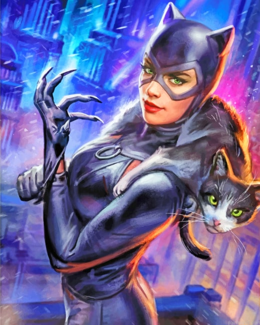 Catwoman And Cat Movies Painting By Numberss.png