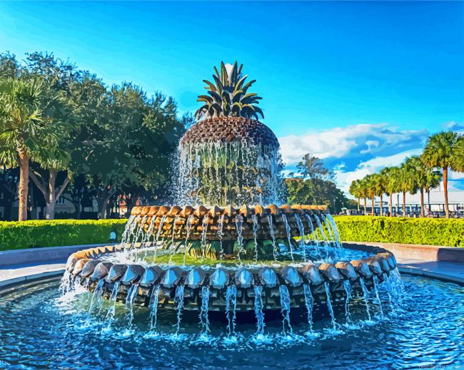 Charleston Pineapple Fountain Painting By Numberss.png