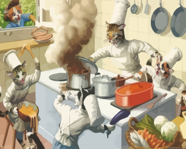 Chef Cats Cooking Painting By Numbers.png