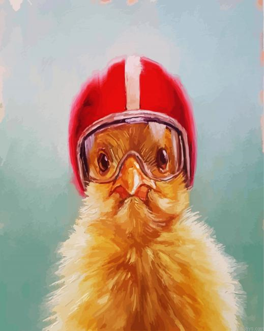 Chick With Helmet Painting By Numberss.png