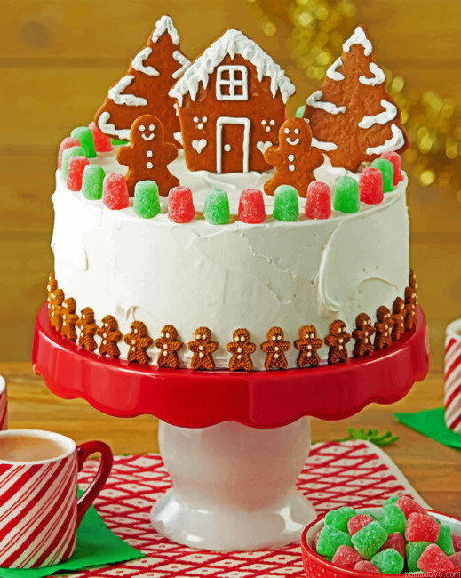 Christmas Cake Food Painting By Numberss.png