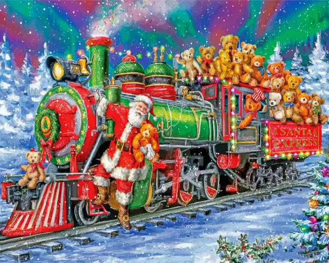 Christmas Santa Train Painting By Numbers.png