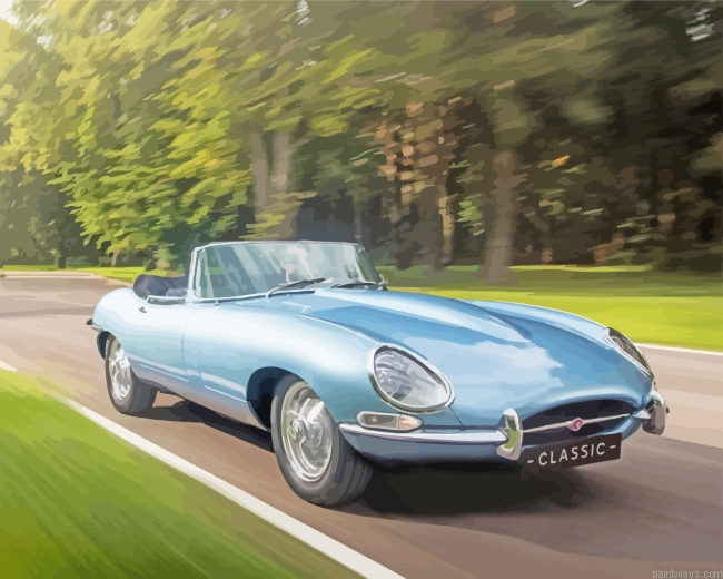 Classic Blue Jaguar Car Painting By Numberss.png