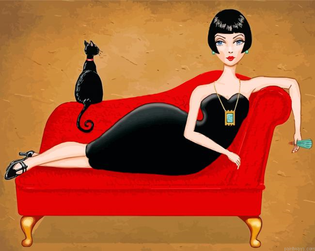Classy Lady And Cat Painting By Numbers.png