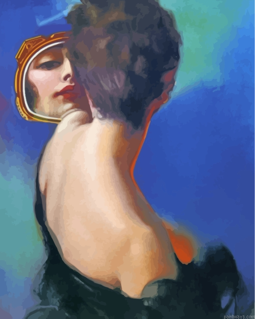 Classy Woman Looking In The Mirror Painting By Numberss.png