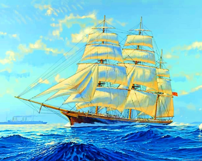 Clipper Ship In Ocean Seascapes Painting By Numberss.png