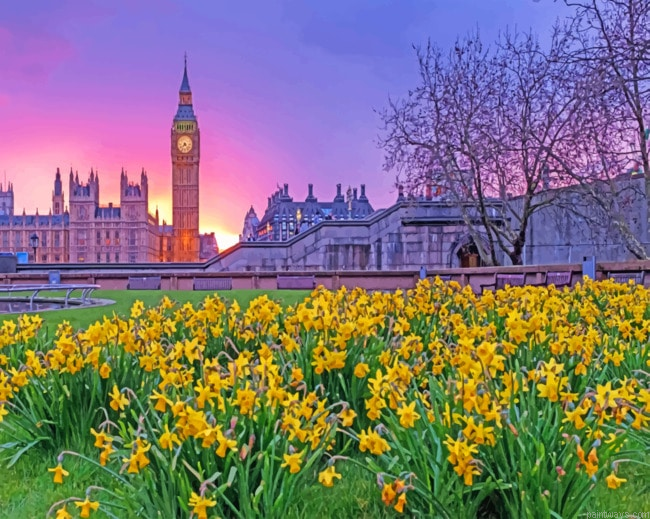 Clock Tower England Cities Painting By Numberss.png