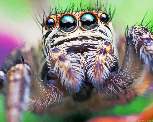 Close Up Cute Spider Painting By Numberss.png