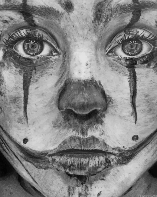 Clown Monochrome New Painting By Numberss.png