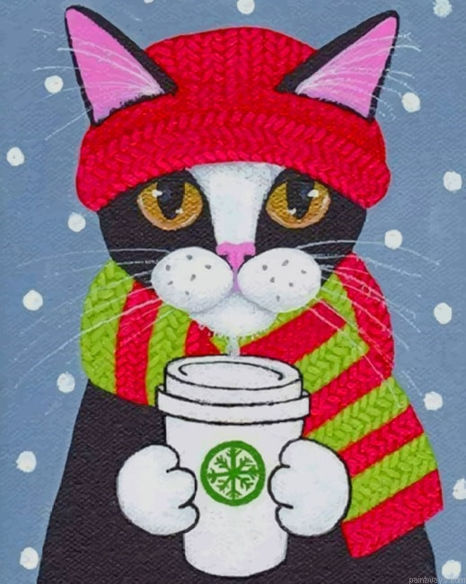 Coffee Cat Animals Painting By Numberss.png