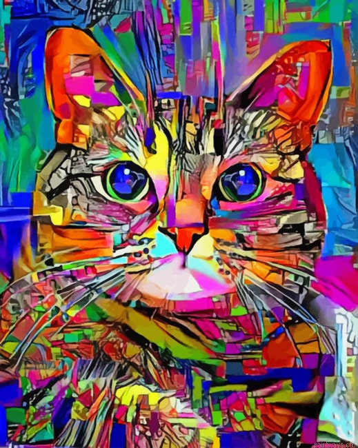 Colorful Abstract Cat Animals Painting By Numbers.png