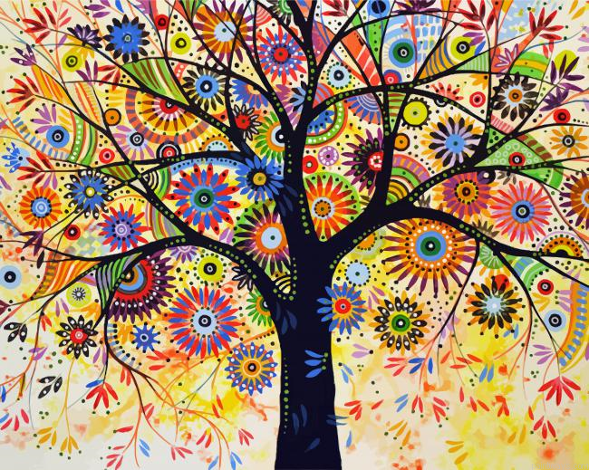 Colorful Abstract Tree Art Painting By Numberss.png