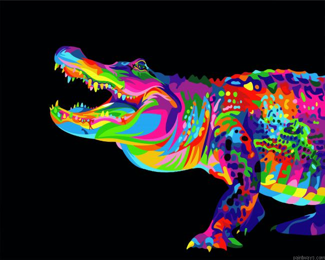 Colorful Crocodile Painting By Numberss.png