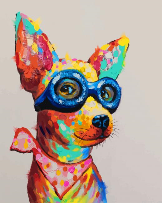 Colorful Dog With Glasses Painting By Numbers.png