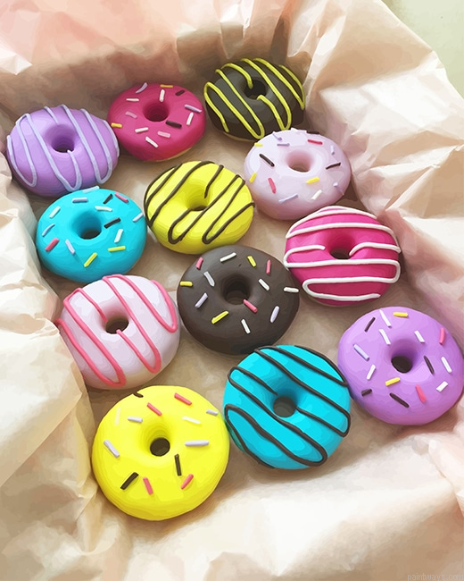 Colorful Doughnuts New Painting By Numberss.png