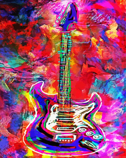 Colorful Electric Guitar Painting By Numberss.png
