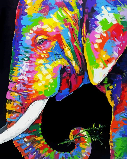 Colorful Elephant Head Art Painting By Numberss.png