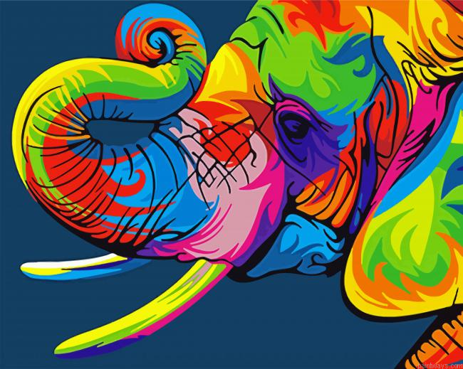 Colorful Elephant Head Painting By Numberss.png