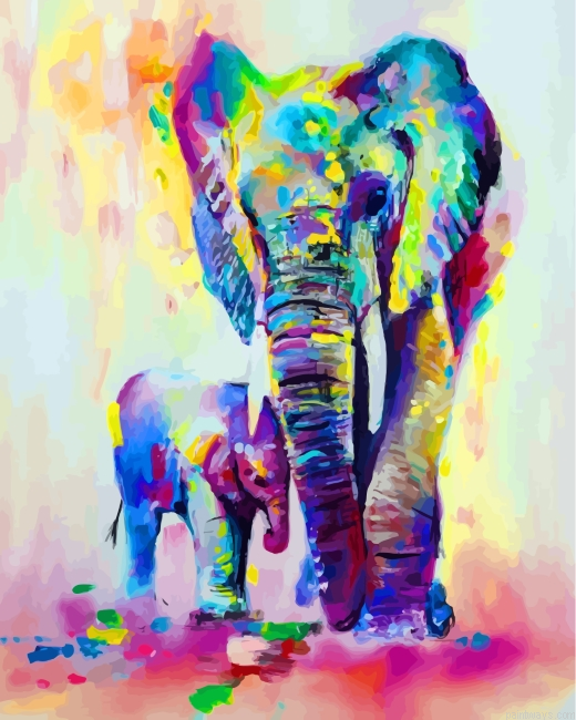 Colorful Elephants Art Painting By Numbers.png