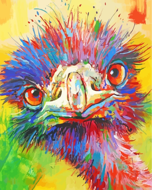 Colorful Emu Head Painting By Numberss.png