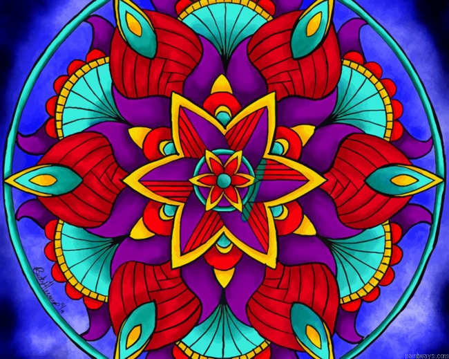 Colorful Flower Mandala Arts Painting By Numberss.png