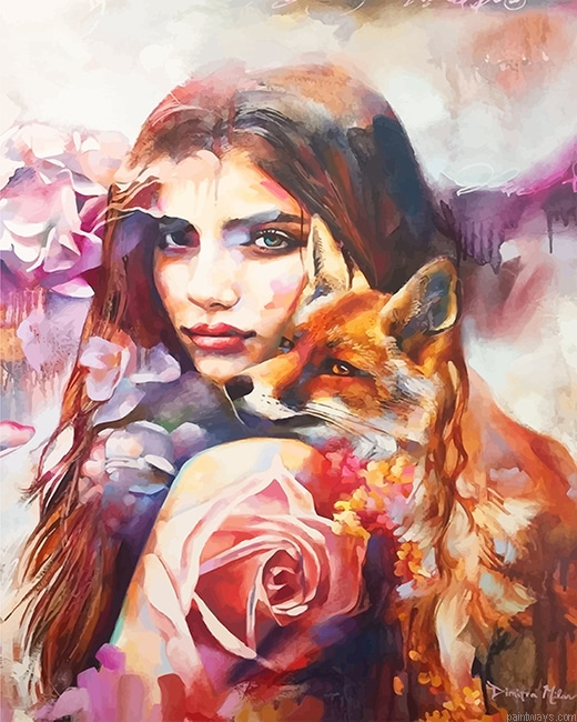Colorful Fox Woman New Painting By Numberss.png