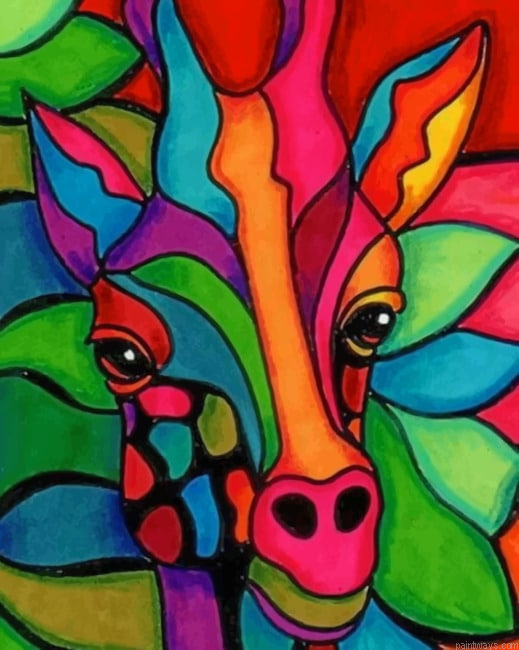 Colorful Giraffe Animals Painting By Numberss.png