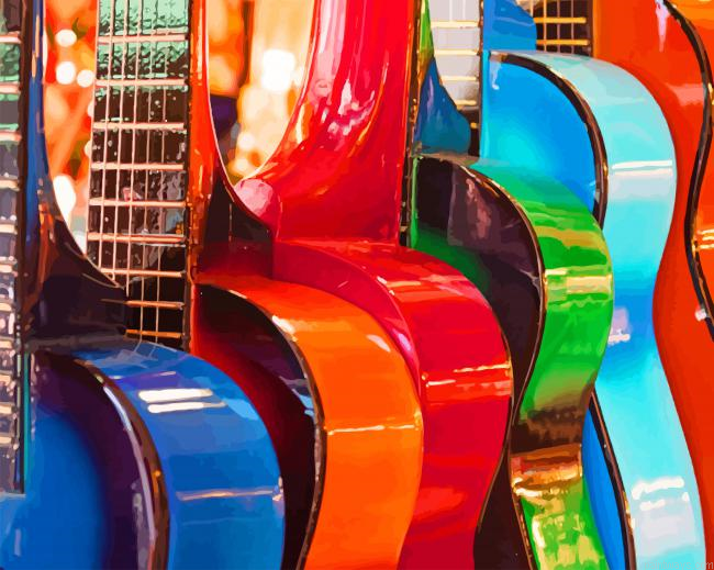 Colorful Guitars New Painting By Numberss.png